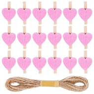 50 små tøjklemmer med hjerte. Pink